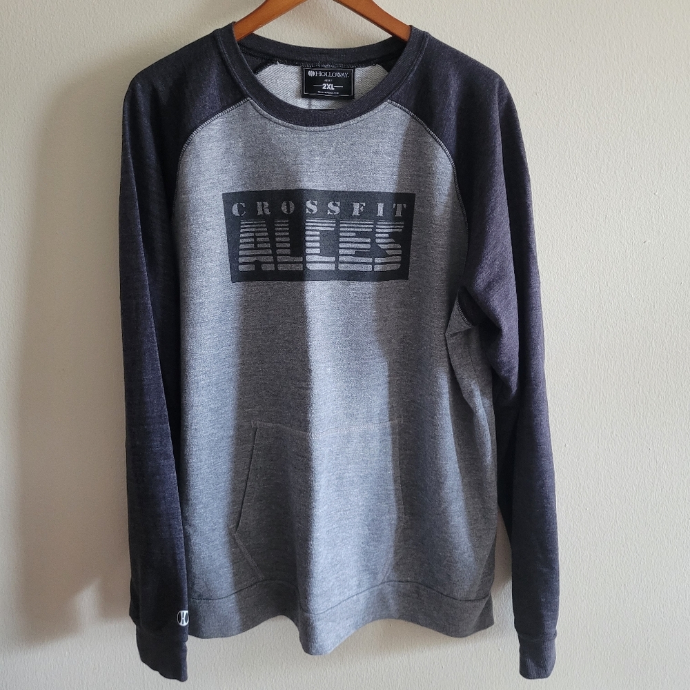 Oversized crossfit graphic crewneck sweatshirt Men's size XXL Grey
